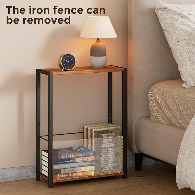 Homleke Narrow Side Table with Magazine Holder, Skinny End Table Perfect - Image 7