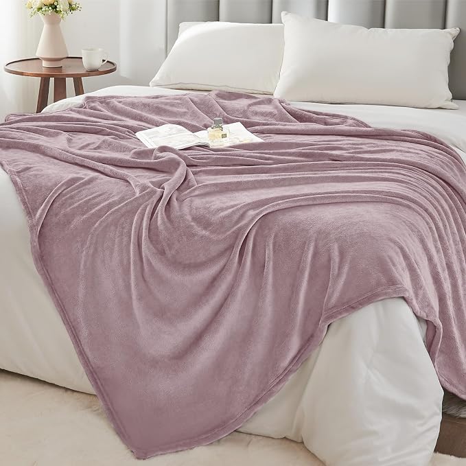 BEDELITE Fleece Blanket Soft Plush Twin Size Blanket Dusky Violet 60"x80" | - Image 7