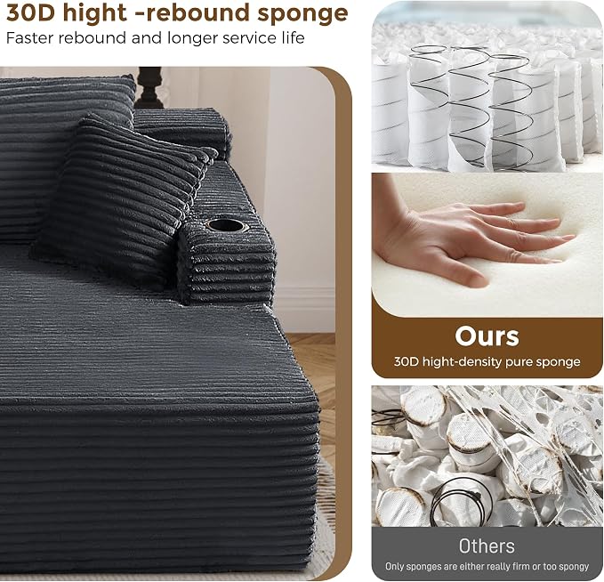 133" Oversized Cloud Boneless Sofa Couch - Image 3