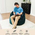 Big Joe Milano Bean Bag Chair for Kids, Ultra-Soft Emerald Plushie Polyester - Image 8