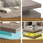HedoAjim LED Coffee Table for Living Room, Living Room Table 2-Tier Square - Image 6