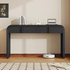 55'' Wood Console Table Sofa Table Entryway Table, Unique Modern Rounded - Image 6