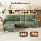 Vesgantti 97" L-Shape Modular Sofa, 3-Seat Corduroy Couch - Image 3