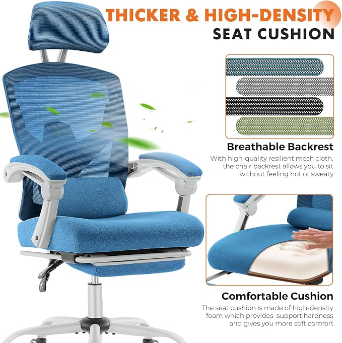 Sweetcrispy Office Computer Desk Chair, Ergonomic High-Back Mesh Rolling Work - Image 4