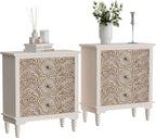 HOMPUS Nightstands Set of 2, Night Stand w Flower Pattern, Bedside Table Set of by HOMPUS