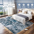 8x10 Area Rugs for Living Room Washable Bedroom Dining Room Navy Grey | Modern - Image 2