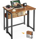 Huuger Folding Desk with Storage Shelf, 23.6 Inch Foldable Computer Table by Huuger