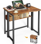 Huuger Folding Desk with Storage Shelf, 23.6 Inch Foldable Computer Table by Huuger