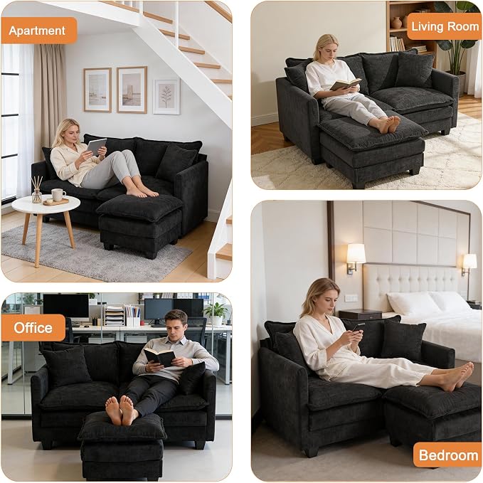 Loveseat Sofa with Ottoman - Image 8