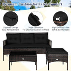 Tangkula 3 Pieces Patio Conversation Set, All Weather Outdoor PE Rattan Wicker - Image 4