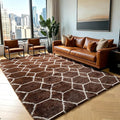 5x7 Area Rugs for Living Room Bedroom, Fluffy Brown and White Geometric Rug | by ONASAR