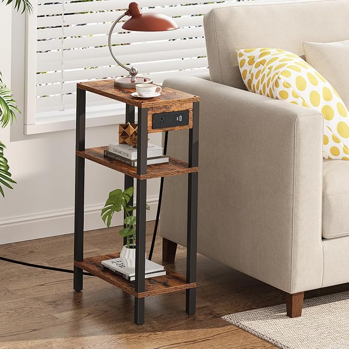 TUTOTAK Narrow Side Table with Charging Station, Small End Table with USB Ports - Image 7