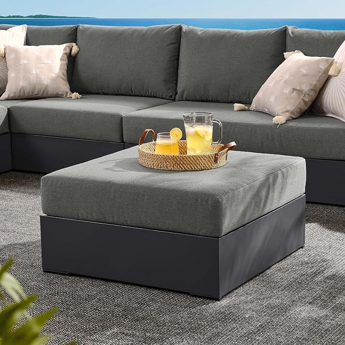 Modway Tahoe Aluminum Ottoman in Gray Charcoal - Image 2