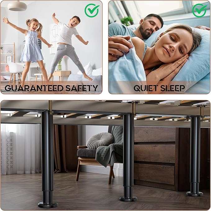 2Pcs Adjustable Height Bed Frame Support Leg, Extra Sturdy Steel Bed Frame - Image 4