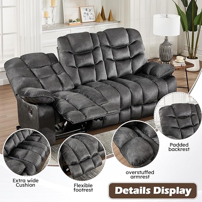 HAOMARKETS Manual Reclining Loveseat Sofa Set of 2 - Image 5