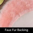 Latepis Round Pink Rug 5ft Faux Fur Sheepskin Circle Rug - Image 3