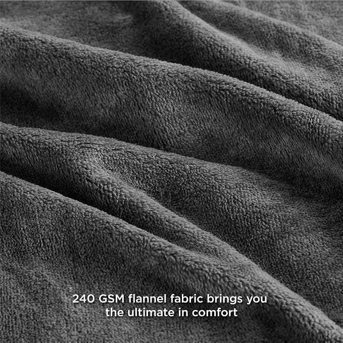 Bedsure GentleSoft Fleece Blankets King Size Dark Grey - Image 6