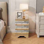 Curved Mirror Nightstand with 3 Drawer Glass Bedside Table - Image 3
