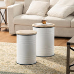 Glitzhome Rustic Storage Ottoman Seat Stool, Farmhouse End Table, Galvanized by Glitzhome