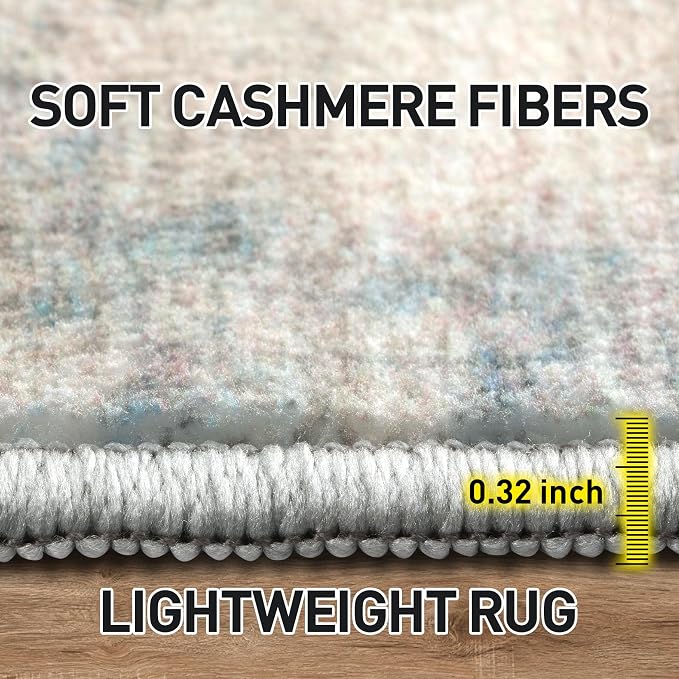 2'6''x8' Runner Rugs Washable Rug: Modern Abstract Multi Color Carpet | - Image 6