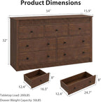 GarveeHome 7 Drawer Dresser for Bedroom, Modern Long Storage Dresser Organizer - Image 6