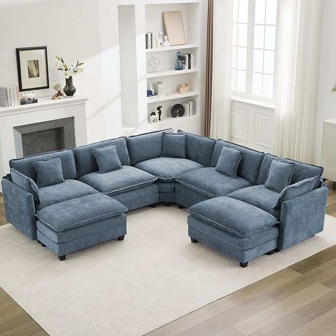 113'' V Shaped Cloud Sectional Sofa, Oversized Deep Seat Couches by WUTUTUEE