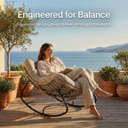 Oversized Papasan Rocking Chair Outdoor, Comfy Patio Papasan Egg Rocker - Image 4
