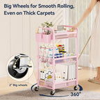 YASONIC 3 Tier Rolling Cart – Metal Utility Storage Cart - Image 4