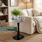 Gesodant Boho Chic Round Side Table, Stable Hourglass Pedestal Base, Unique - Image 4