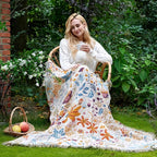 LUTBM Boho Throw Blanket with Florals & Leaves Embroidery Reversible - Image 5