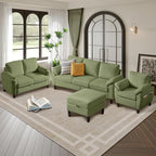 4 Piece Modern Corduroy Sofa Set, L-Shaped Sectional Couch - Image 4