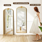 Besdomus Antique Full Length Mirror: 21"x56" French Gleaming Gold Arched Full - Image 7