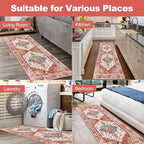 Yamaziot Washable Runner Rug, 2x6 Non-Slip Boho Vintage Hallway Kitchen Rug | - Image 7