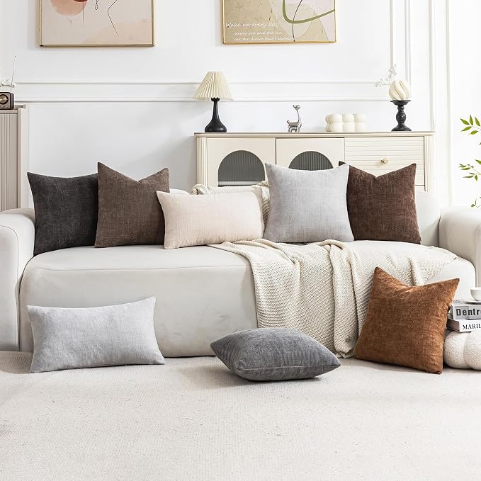 Set of 4 Soft Textured Decorative Throw Pillow Covers 22x22 Inch Cozy Farmhouse - Image 2