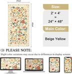 DUKINO 2x4 Entryway Rug, Floral Washable Kitchen Rugs Non Slip Beige Yellow | - Image 2