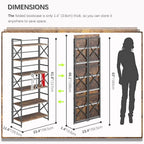 4NM 6 Tiers No Assembly Book Shelves, 61.8" H Folding Bookshelf Bookcase Open - Image 2