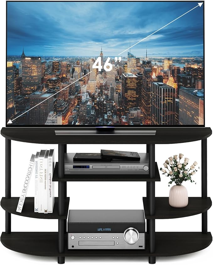 Furinno JAYA Simple Design Corner TV Stand, Espresso/Black - Image 4