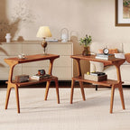 Set of 2 Solid Wood End Table, 2-Tier Side Table by TribewoodbyTribesigns