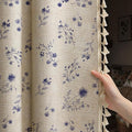 Boho Floral 100% Blackout Curtains 84 Inch 2 Panels Dark Blue | Farmhouse by Unknown