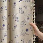 Boho Floral 100% Blackout Curtains 84 Inch 2 Panels Dark Blue | Farmhouse by Unknown