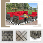 Tangkula 7 Pieces Wicker Patio Furniture Set, All-Weather Outdoor Rattan - Image 6
