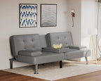 Flamaker Futon Sofa Bed Modern Folding Futon Set PU Leather Convertible - Image 5