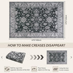 Area Rugs for Living Room, 4x6 Washable Rugs for Bedroom, Non-Slip Retro Floral - Image 2
