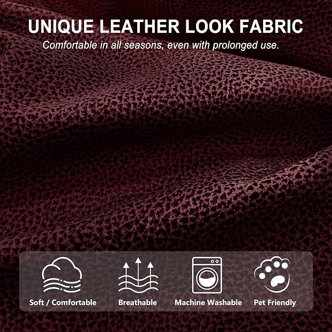 ANARACHON Leather Look Recliner Couch Cover, 8-Pieces Stretch Recliner Sofa - Image 5