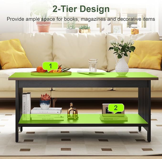 YOSHOOT 39.4" Farmhouse Coffee Table - Image 4