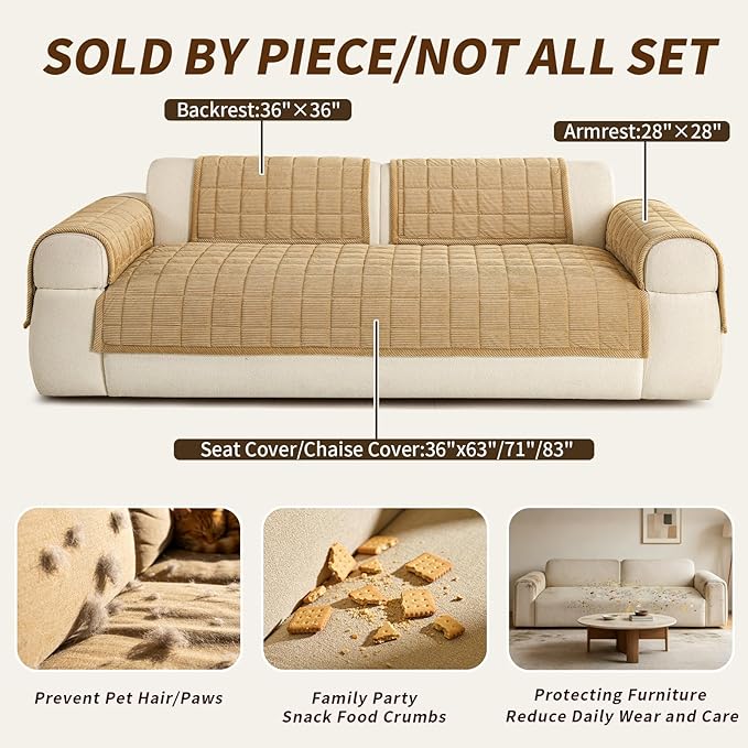 Velvet Couch Covers for Sectional Sofa Washable, Non-Slip L Shaped Sectional - Image 5