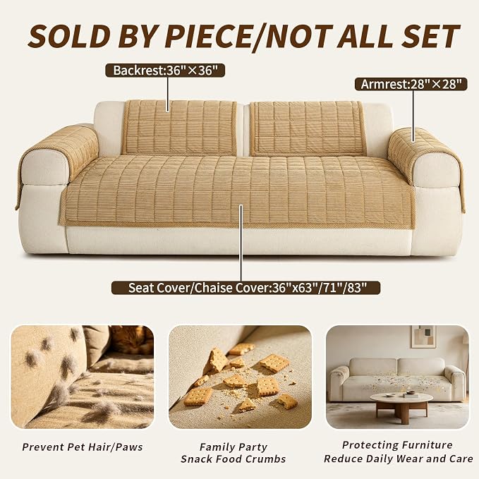 Velvet Couch Covers for Sectional Sofa Washable, Non-Slip L Shaped Sectional - Image 4