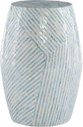 Linon Tylin Ivory and Blue Capiz Drum Accent Table by Linon