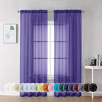 Chyhomenyc Purple Sheer Curtains 84 Inches Long by Chyhomenyc