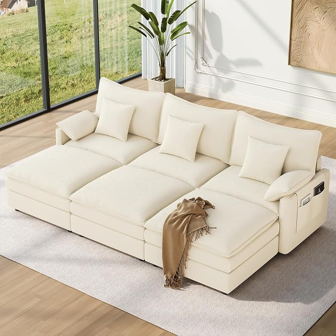 Vesgantti 108" Sectional Sleeper Sofa, 6-Seater Oversized Modular Cloud Couch by Vesgantti